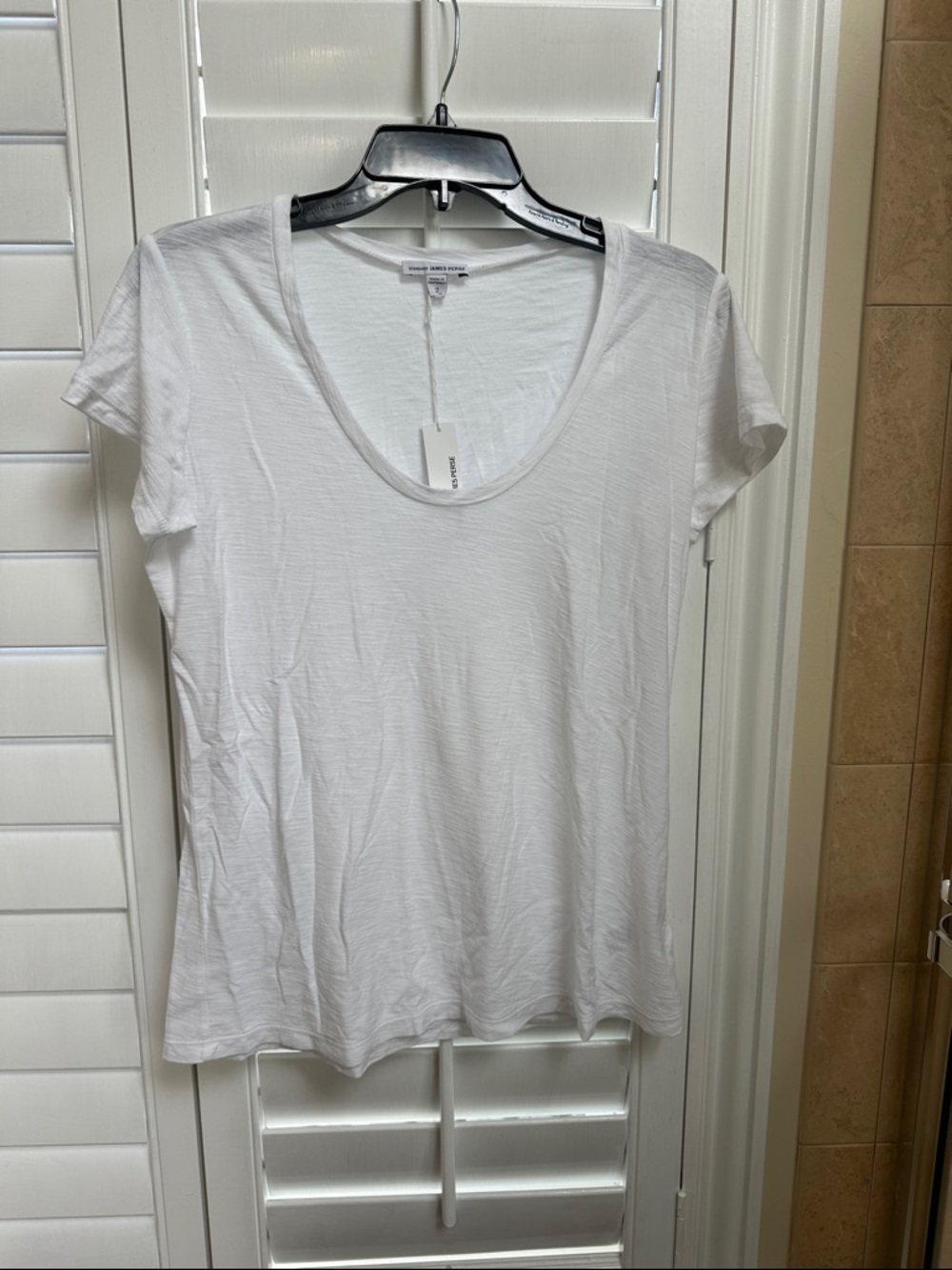 James Perse White Scoop Neck Short Sleeve Tee